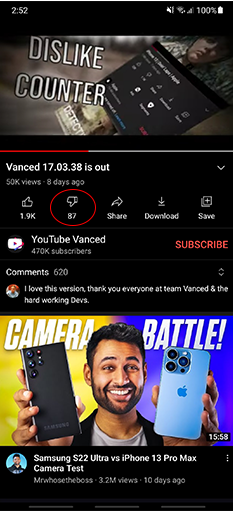 Youtube Vanced APK Dislike